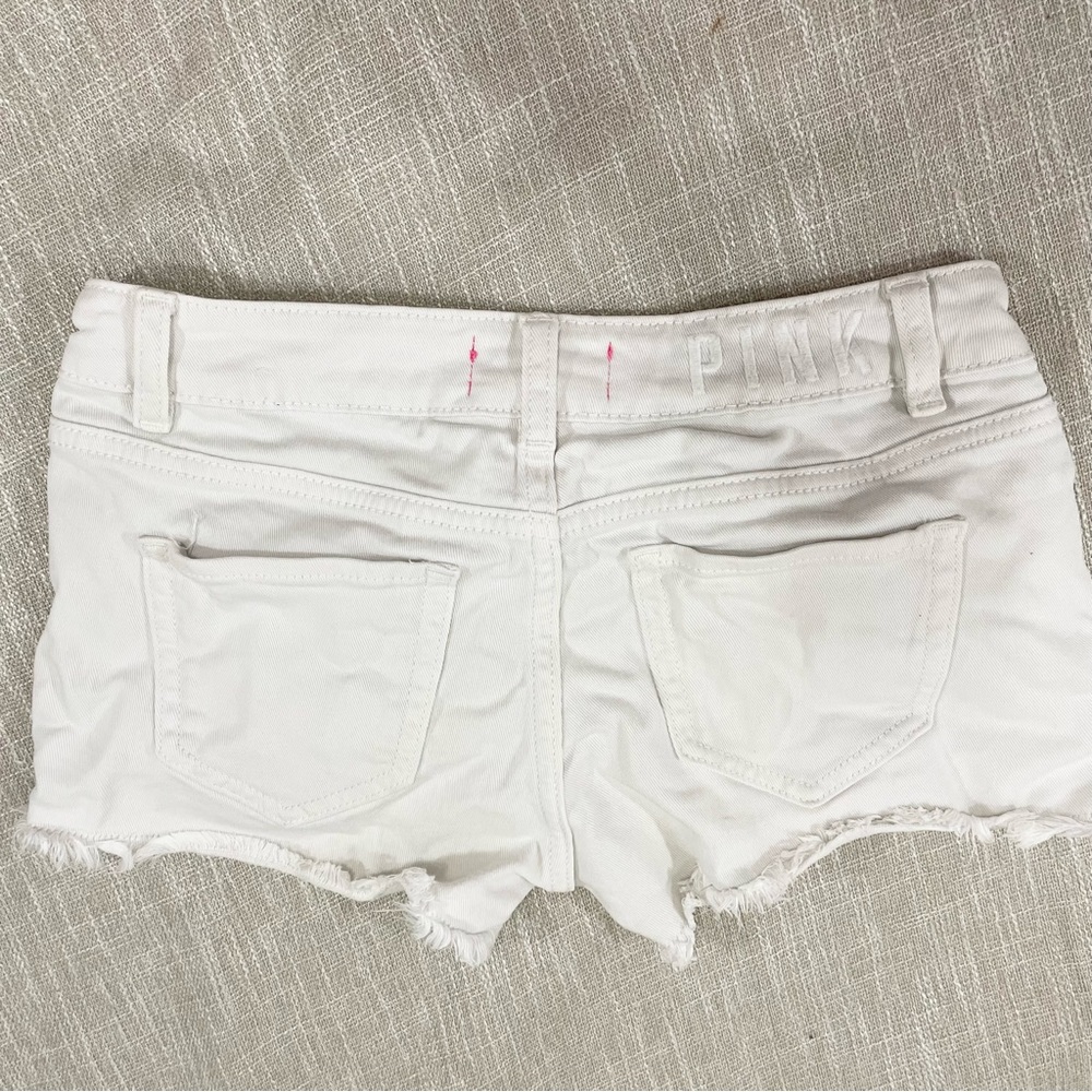 Pink Short White Denim Shorts Size 2 - Picture 2 of 6